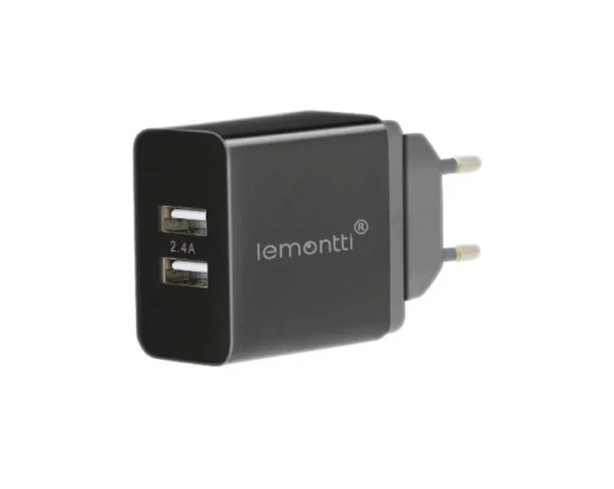 Lemontti Incarcator Retea 2.4A 2 porturi USB-A Negru