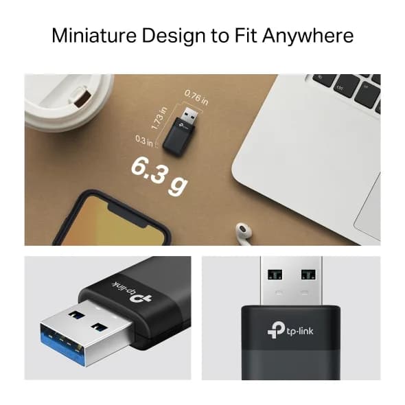 ADAPTOR RETEA TP-Link, Wi-Fi 6 AX3000 Dual-Band, MU-MIMO, USB 3.0, WPA3, "Archer TX50U" — miniatură
