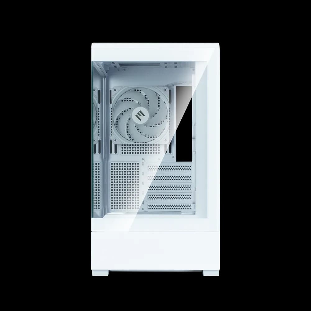 CARCASA Zalman "P30 v2", mini tower, gaming, fara sursa, suporta 9xfan, 3xfan inclus, PSU shroud, USB Type-C x 1, USB 3.1 gen1 x 1, audio+mic, 5 sloturi expansiune, alb, "P30 White V2" — miniatură