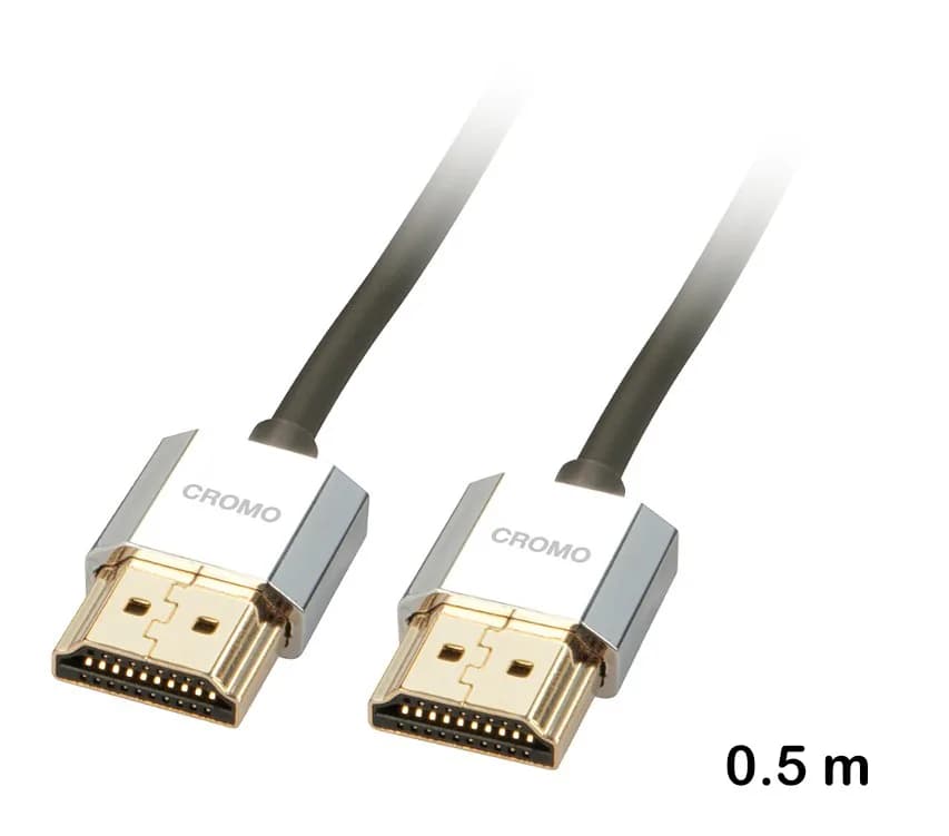Cablu HDMI de mare viteză cu Ethernet, 0.5 m, Lindy, CROMO Slim 41670