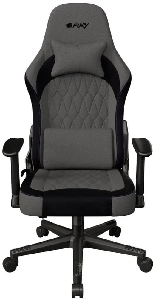 Scaun gaming FURY SHINAI S8, material fabric, reglabil pe inaltime, greutate maxima suportata 130 kg, inaltime scaun reglabil 30.5 - 37.5 cm, spatar ajustabil 135°, dimensiuni roti 60mm, echipat cu piston cu gaz clasa 4, manere 1D, gri