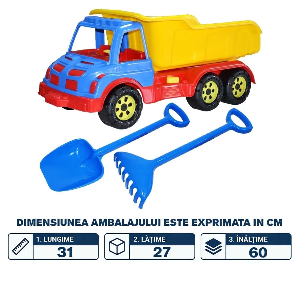 Camion 60 cm, cu lopata + grebla - ROBENTOYS — miniatură
