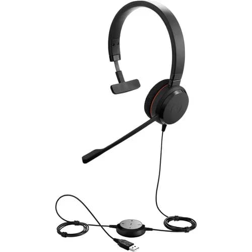 JABRA EVOLVE 20 MS Mono USB Headband Noise cancelling USB connector with mute-button and volume control on the cord "4993-823-109"