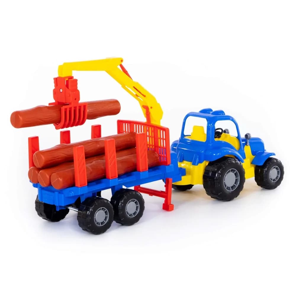 Tractor cu remorca + lemne - Hardy, 47x13x20 cm, Polesie — miniatură