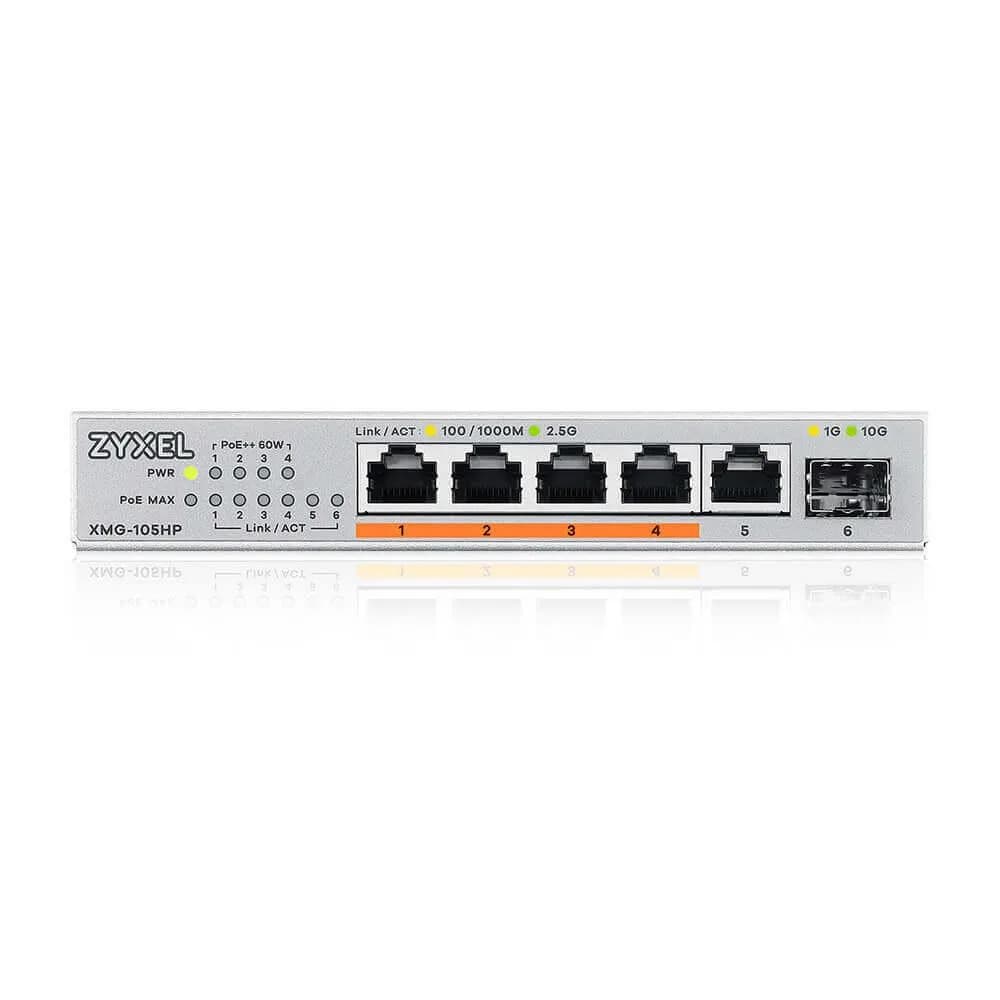 ZYXEL | XMG-105HP-ZZ0101F | XMG-105HP | Switch | POE++ | Porturi 5&nbsp; 2.5 Gigabit 1 SFP+ | Carcasa metal | 70W "XMG-105HP-EU0101F" — miniatură