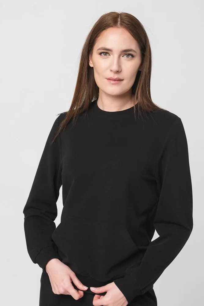 BLUZA COTON CASUAL FEMEI BLACK-L — miniatură