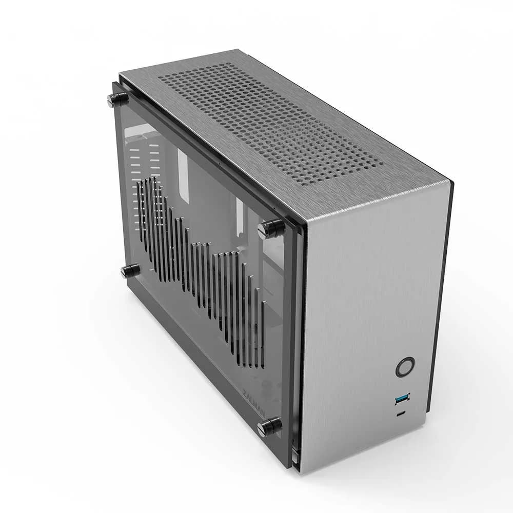 CARCASA Zalman "M2 mini", mini tower, gaming, compatibil sursa SFX, SFX-L, suporta 2xfan, 1xfan inclus, USB Type-C x 1, USBx1, 2 sloturi expansiune, argintiu, "M2 mini (Silver)" — miniatură