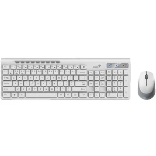 KIT wireless GENIUS, tastatura wireless 104 taste (multimedia) + mouse wireless 1200dpi, 3 butoane, BT5.3 + 2.4G, USB, alb, "SlimStar 8230" "331340015400"