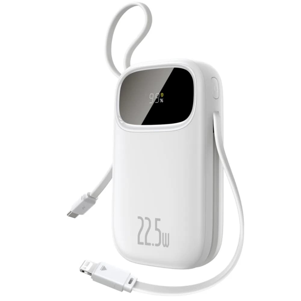 POWER BANK Baseus Qpow3, 10000mAh, 22.5W, 1 x USB, cablu integrat USB Type-C, cablu integrat Iphone Lightning, alb, "P10082106213-00" - 6932172691202 — miniatură