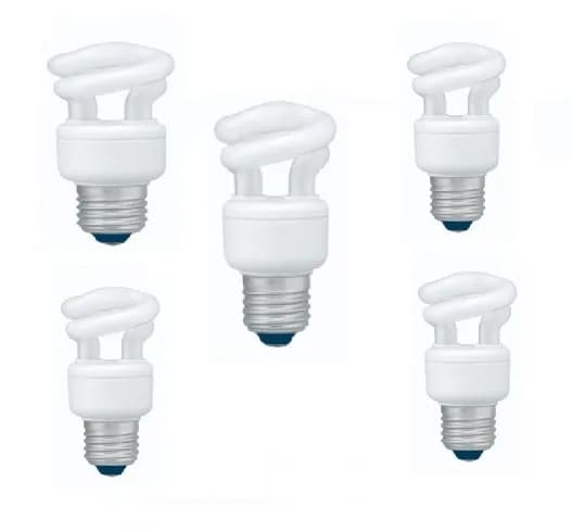 SET 3 becuri fluorescent Panasonic, soclu E27, putere 5W, forma spirala, lumina alb calda, alimentare 220 - 240 V, "EFD5E27HD3E-5"