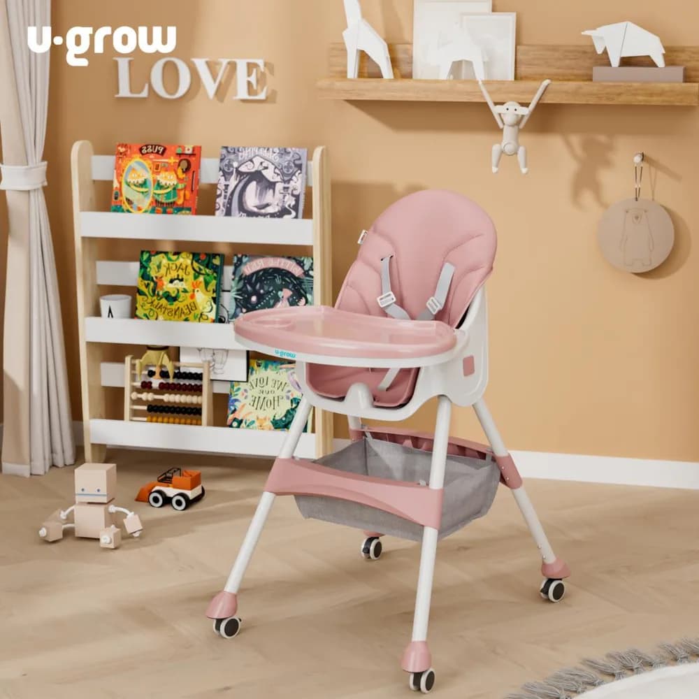 Scaun de masa 2 in 1, pliabil, roz, U-Grow — miniatură