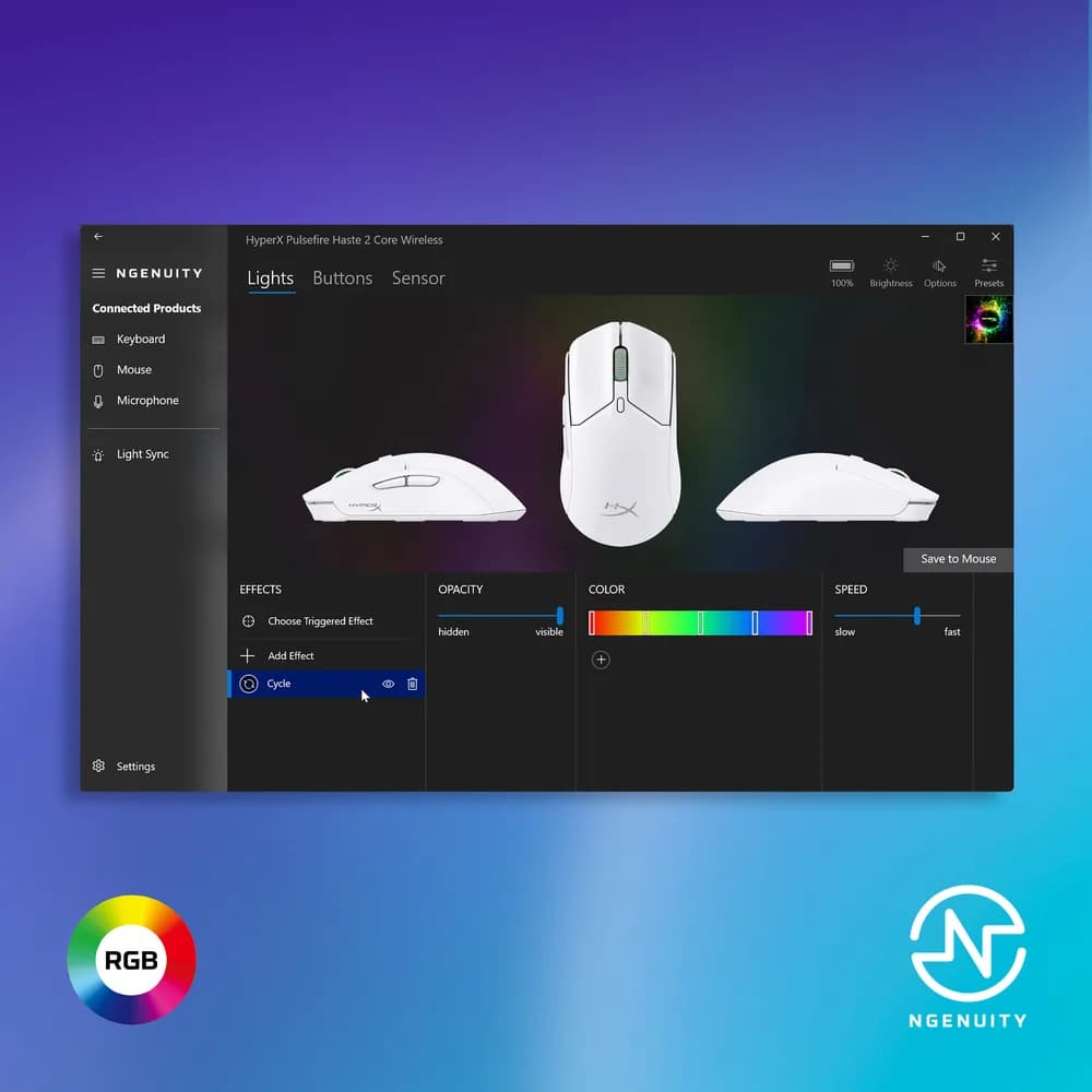 HyperX Pulsefire Haste Core 2 WS, alb"8R2E7AA" — miniatură