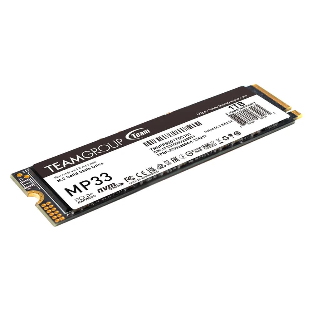SSD TEAMGROUP MP33, 1TB, PCIe Gen3x4 M.2 2280, 3D TLC NAND NVMe, R/W: 1800/1500 MB/s, "TM8FP6001T0C101" — miniatură