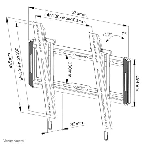 Suport TV de perete, Neomounts by Newstar WL35-550BL14, Fix, 24"- 55", VESA 400x400mm, suporta pana la 60kg, negru — miniatură
