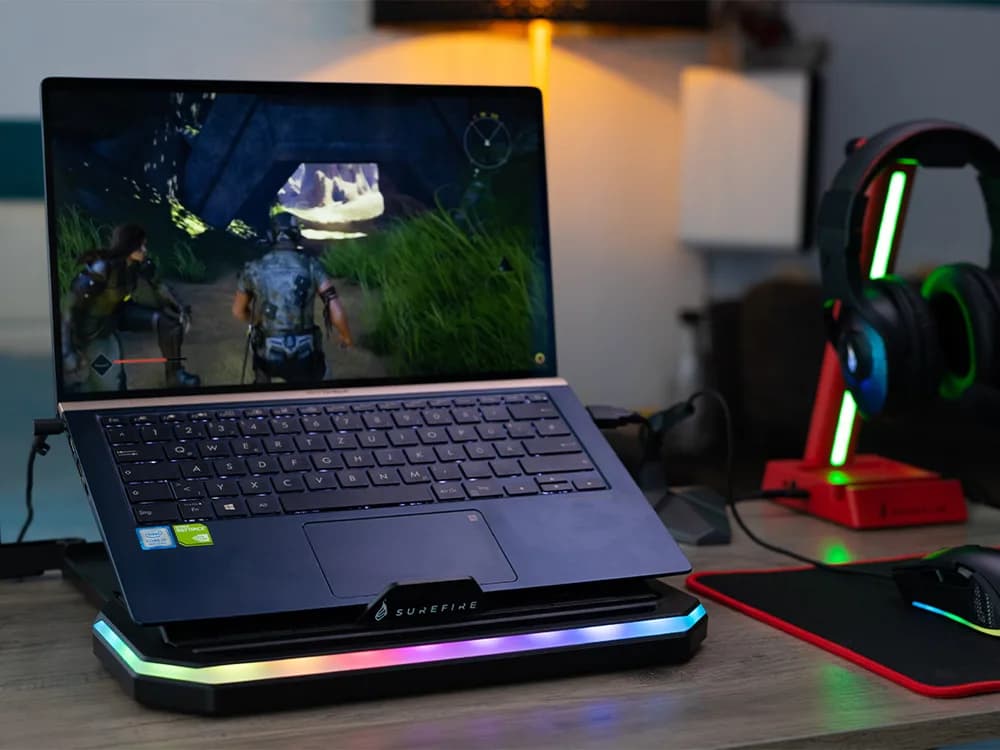 STAND Notebook Verbatim Portus X1 Foldable Laptop Stand with RGB "48842" — miniatură