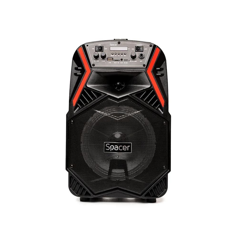 BOXA SPACER portabila bluetooth COUGAR, tip troler, RMS: 35W, 8" woofer, acumulator 3.7V,1800 mAh, input : AUX audio, radio FM, guitar, USB/microSD, remote control, wireless microphone, black, "SPB-H8-BT" 43501597