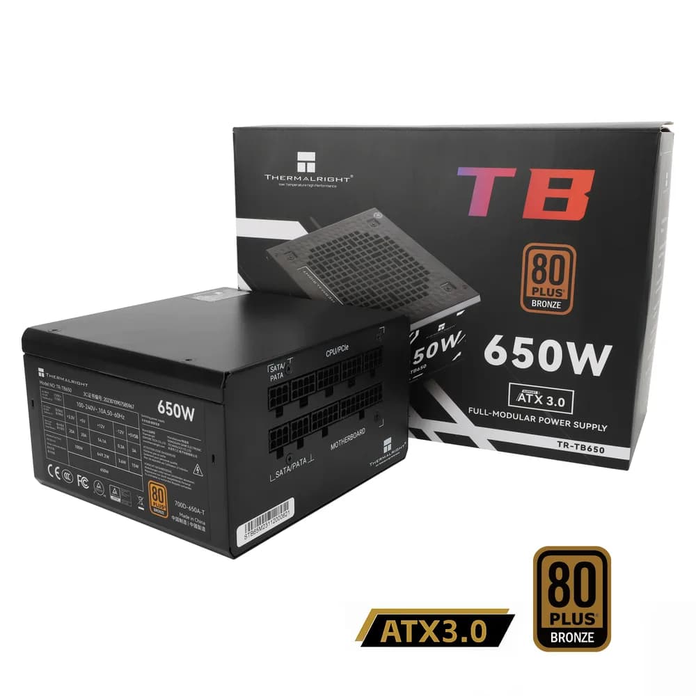 SURSA Thermalright "TB650", 650W, certificare 80 Plus Gold, full modular, DC to DC, fan 120mm, negru, "TR-TB650" — miniatură