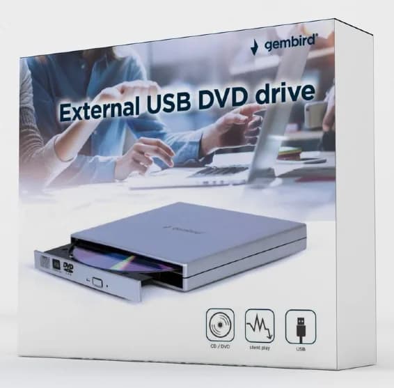 DVD-RW extern, GEMBIRD, interfata USB 2.0, argintiu, "DVD-USB-021-SV" — miniatură