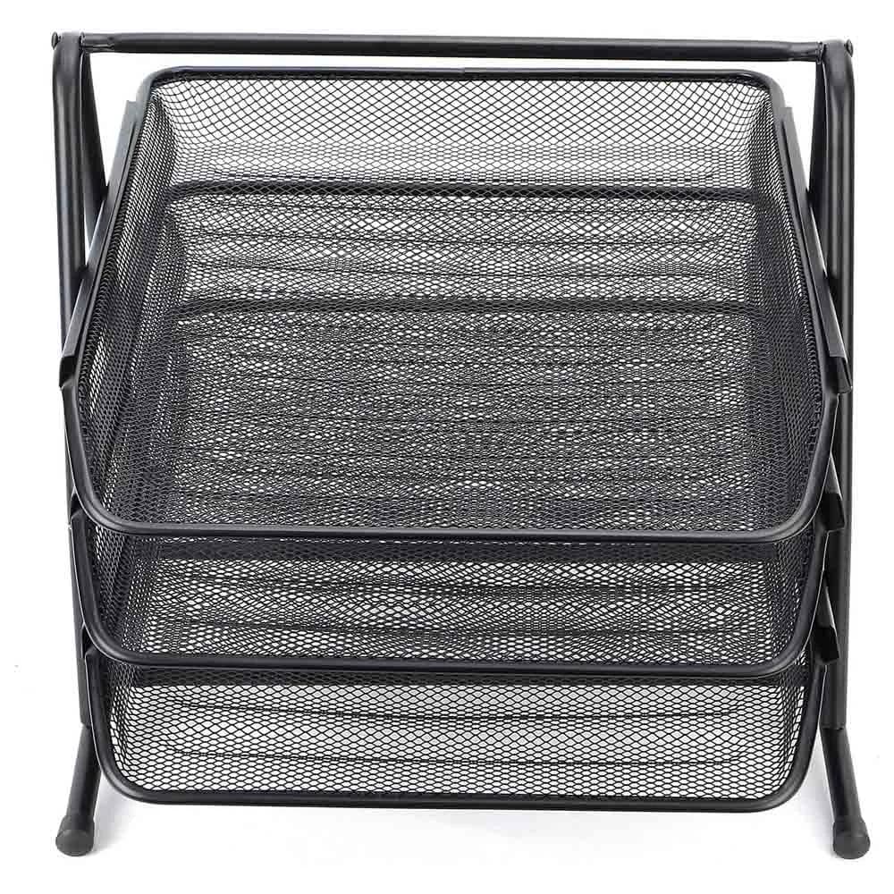 Tavita documente MESH, 3 compartimente neagra - OFFISHOP — miniatură