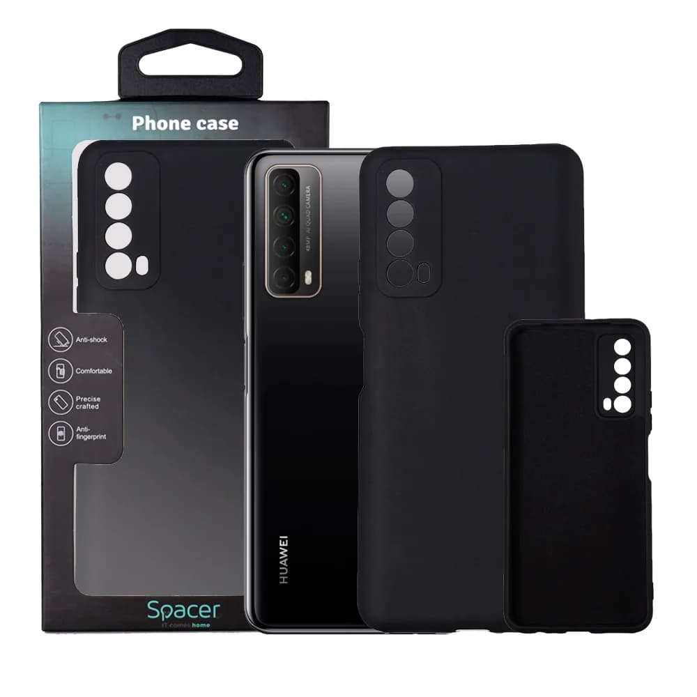 Husa Huawei telefon P Smart, negru, tip back cover, material flexibil silicon + interior cu microfibra, "SPPC-HU-P-S-SLK"