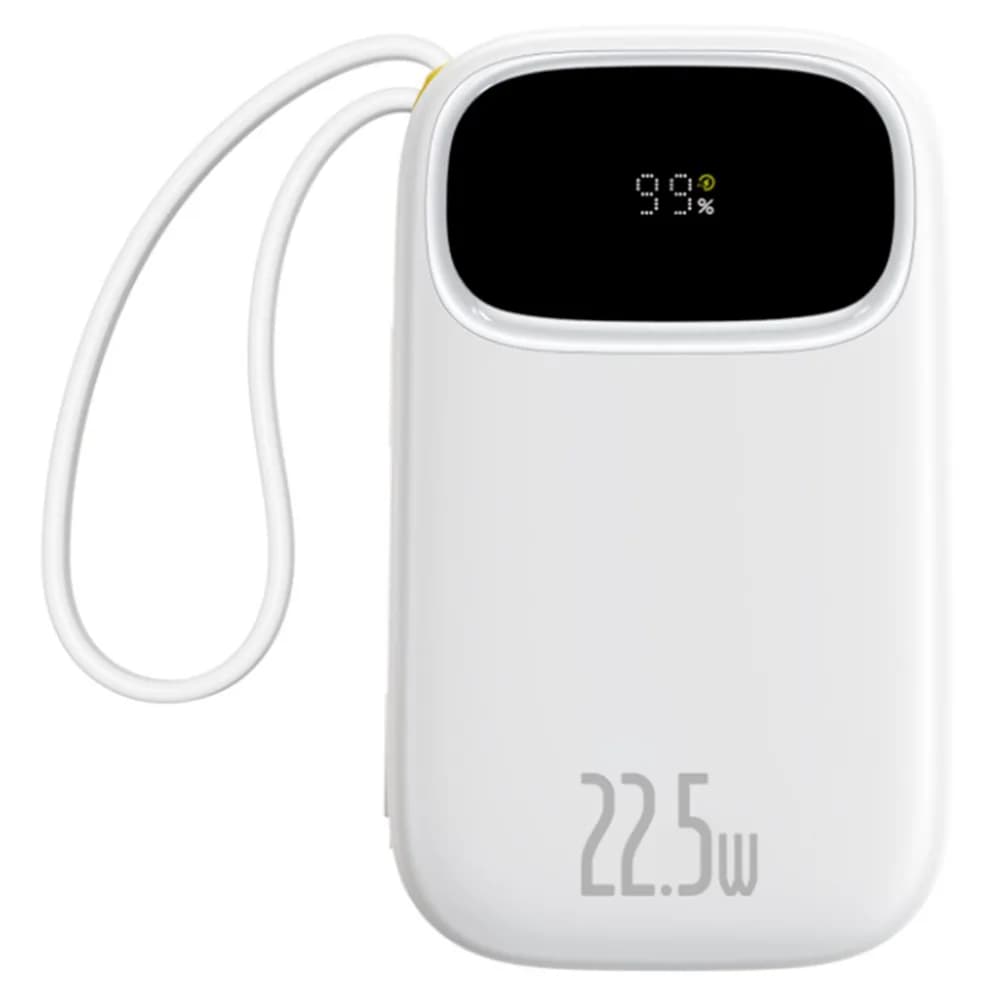 POWER BANK Baseus Qpow3, 10000mAh, 22.5W, 1 x USB, cablu integrat USB Type-C, cablu integrat Iphone Lightning, alb, "P10082106213-00" - 6932172691202 — miniatură