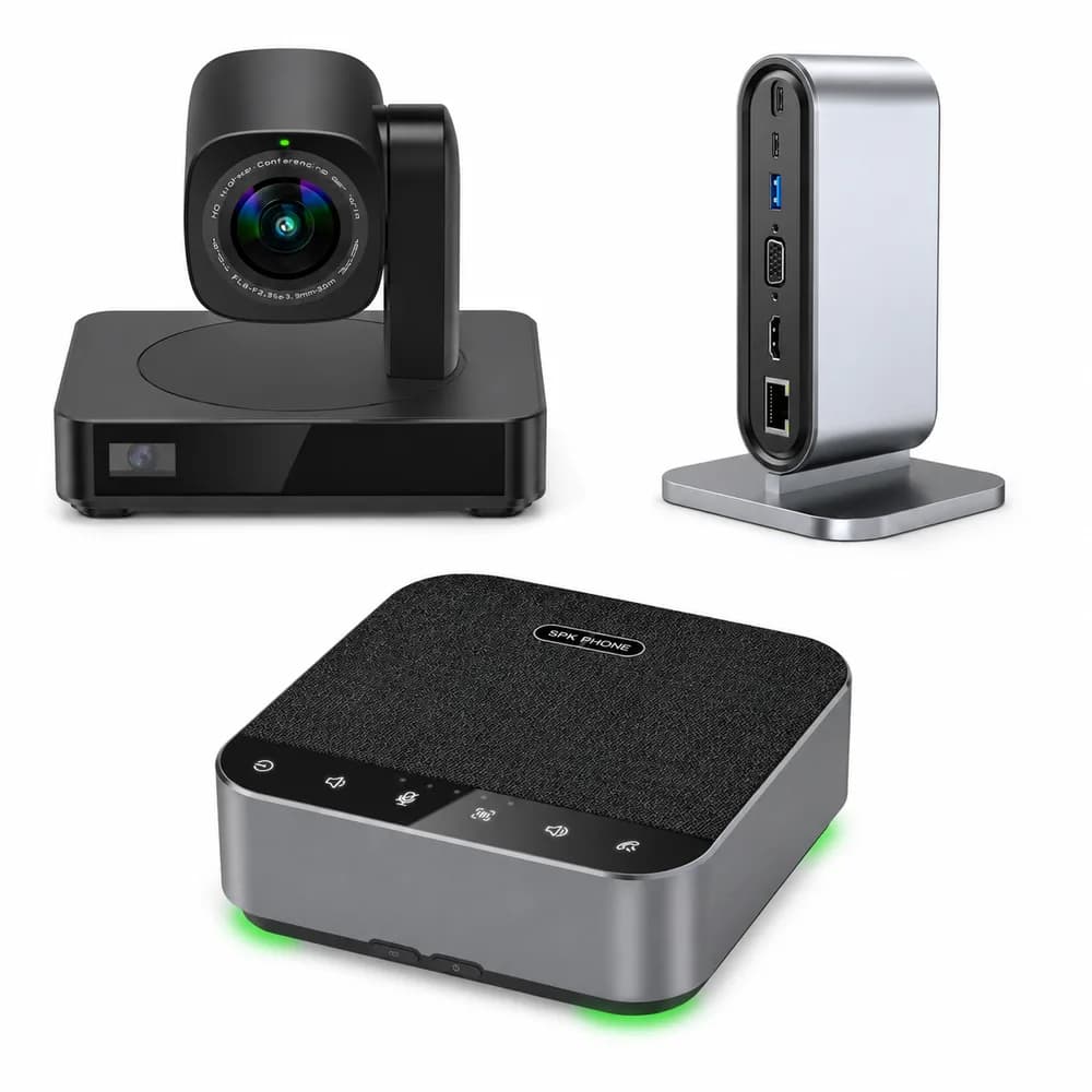 Pachet videoconferință 4K BYOM cu cameră PTZ, stație de andocare și speakerphone wireless POD8 – Medium Room