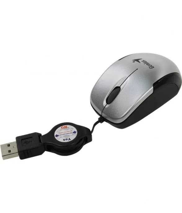 MOUSE Genius, "Micro Traveler V2", PC sau NB, cu fir, USB, optic, 1200 dpi, butoane/scroll 3/1, gri, "31010125102" — miniatură