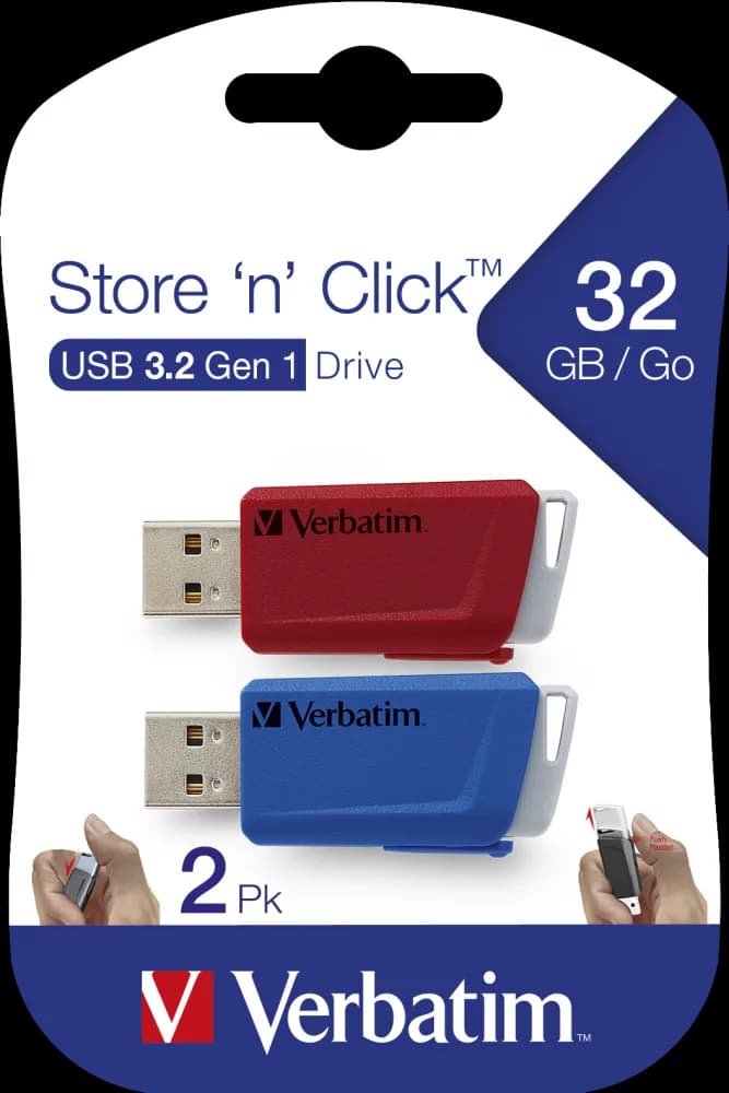 MEMORIE USB VERBATIM StoreNClick 2X32GB USB 3.0 ROSU/NEGRU "49308" — miniatură