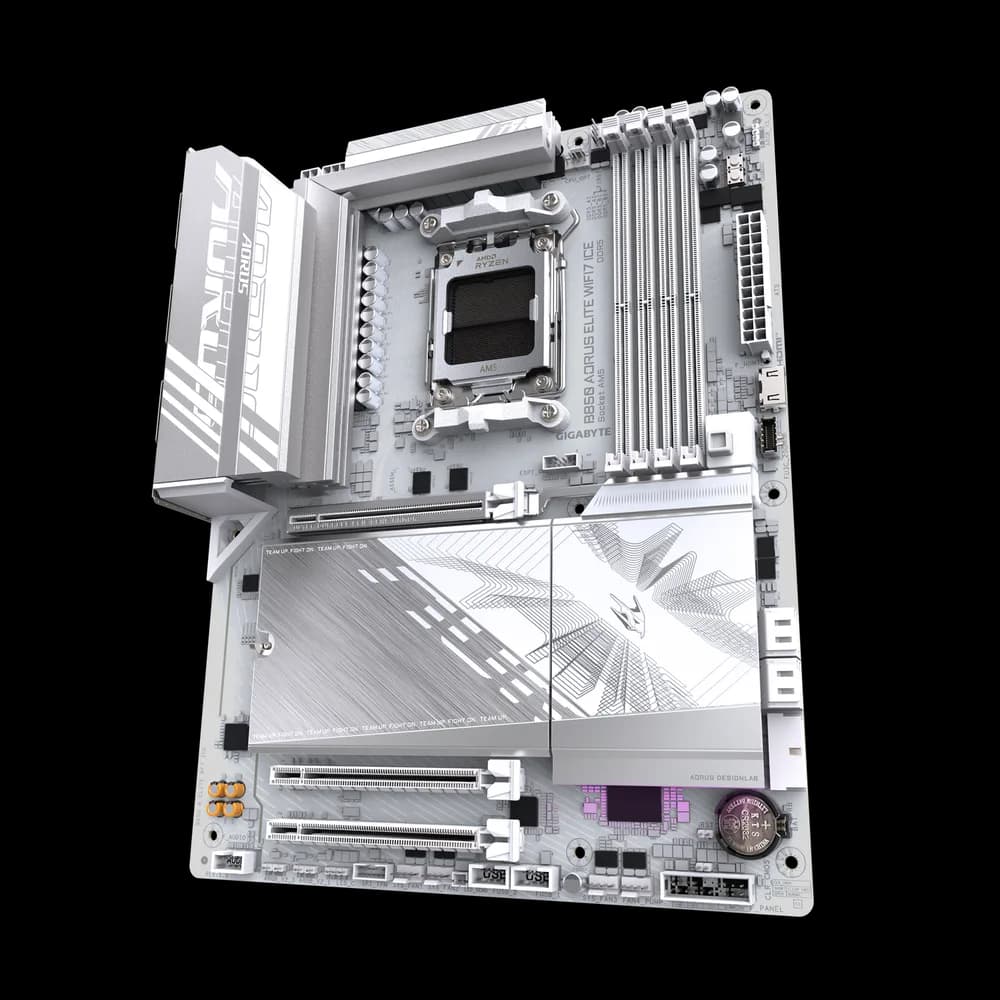 Placa de baza GIGABYTE B850 AORUS ELITE WIFI7 ICE, AM5, DDR5, Wi-Fi, BT, ATX, Alb "B850 A ELITE WF7 ICE" — miniatură