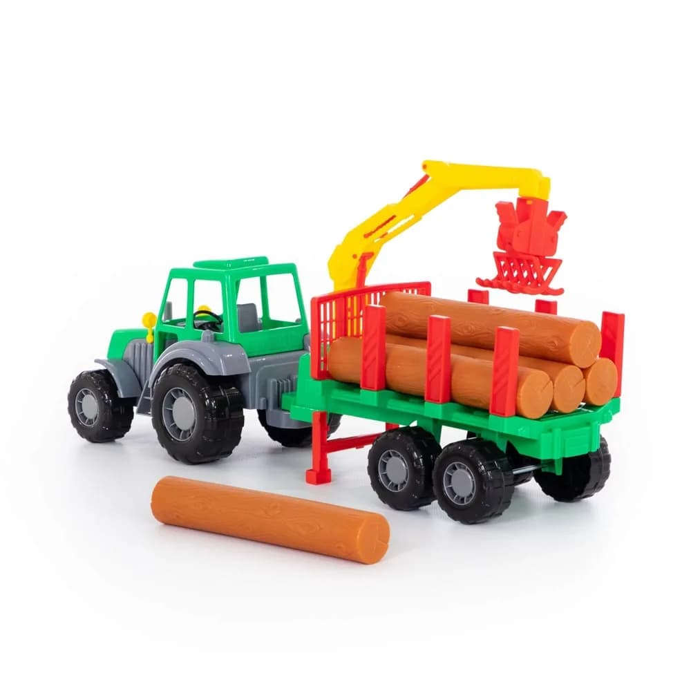 Tractor cu remorca + lemne - Altay, 61x17x25 cm, Polesie — miniatură