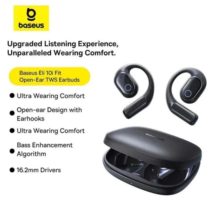 CASTI Baseus Bowie Eli 2i Fit Open-Ear True Wireless, on ear, pt smartphone, microfon pe casca, conectare prin Bluetooth 6.0, negru "A0102604" - 6932172696931 — miniatură