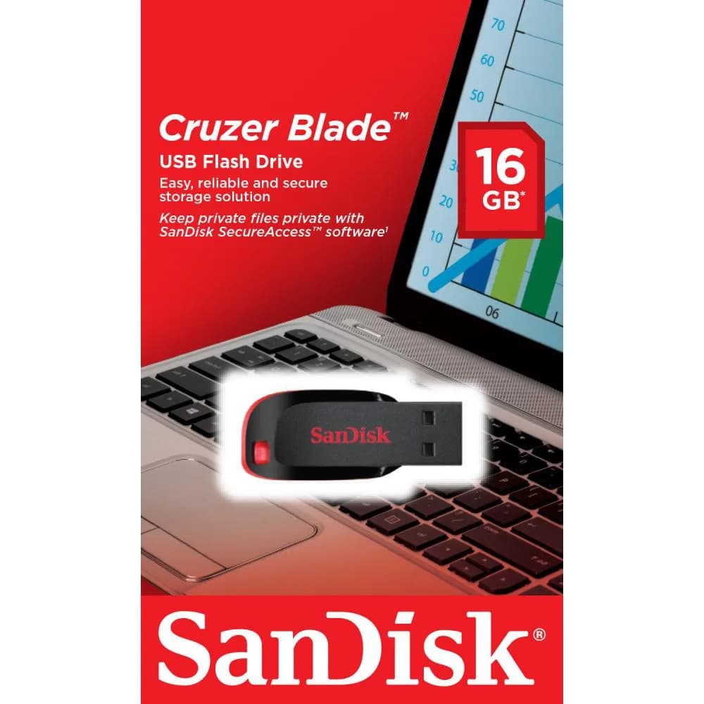 Memorie USB SANDISK Cruzer Blade 16 GB, USB 2.0, Negru