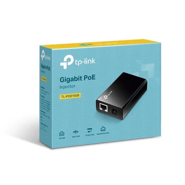 INJECTOR PoE TP-LINK 2 porturi Gigabit, compatibil IEEE 802.3af, alimentare 5V/12V, carcasa plastic, "PoE150S" — miniatură