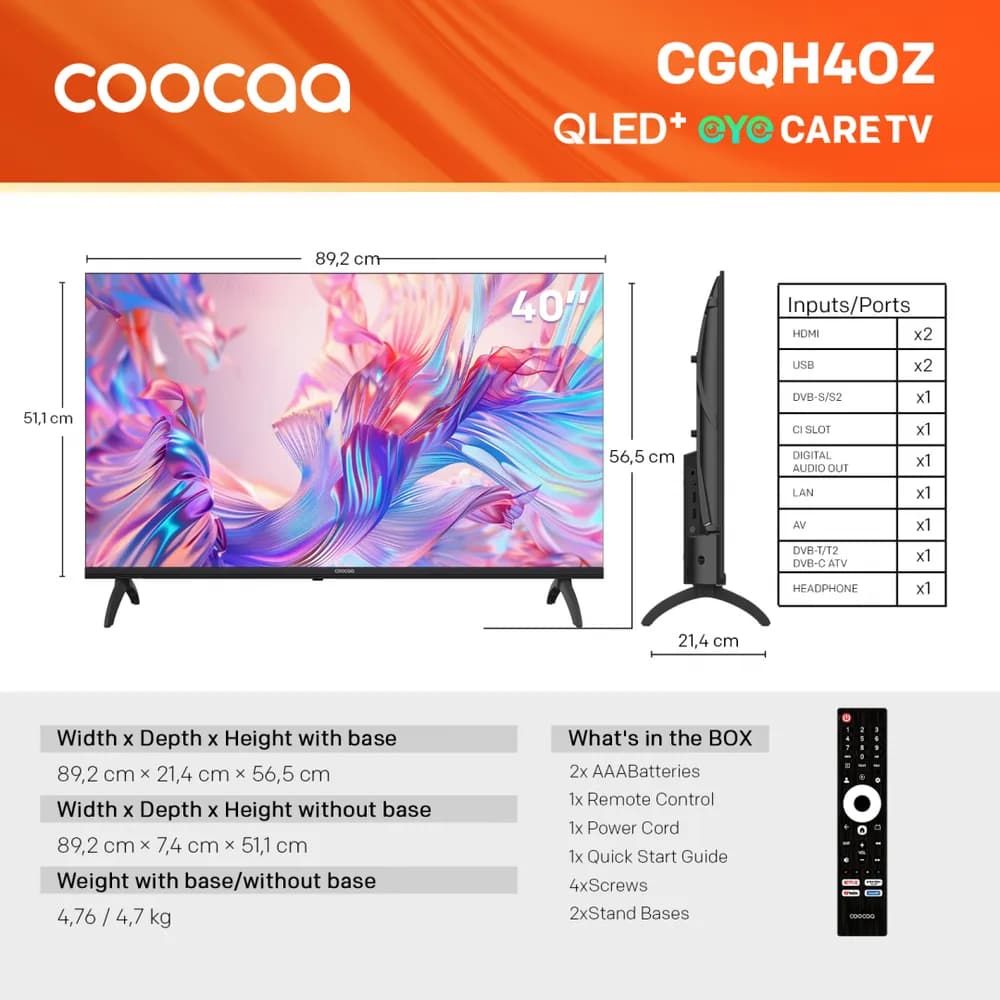 Televizor Coocaa QLED 40CGQH40Z, 100 cm, FHD, Smart TV — miniatură