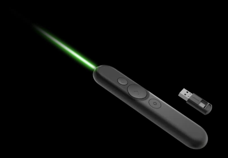 Lenovo Laser Rechargeable Presentation Remote; Weight: 46g; Connectivity: 2.4GHz, Bluetooth 5.3; Color: Black; Included Accessory: Pouch, USB-A to USB-C Cable, QSG, Warranty Card; Number of Button: 3 Buttons; Warranty Period: 1Y