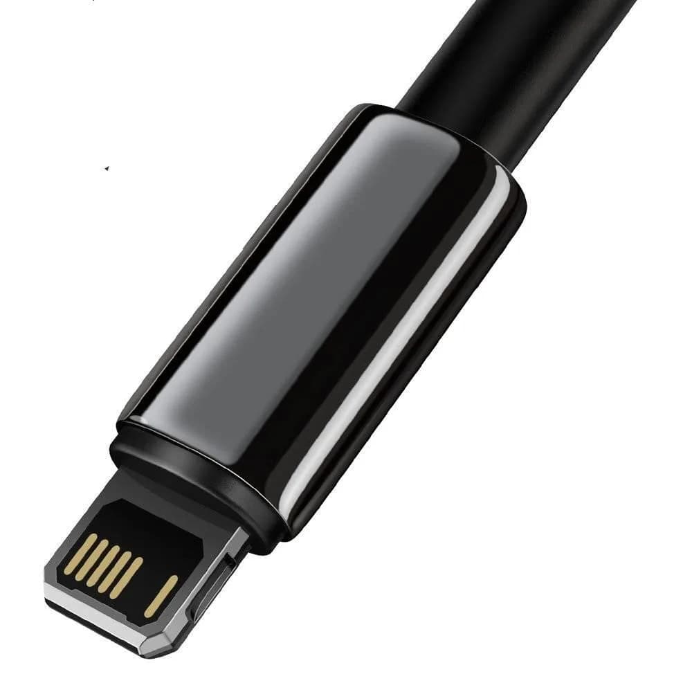 Cablu alimentare si date Baseus Tungsten Gold, Fast Charging Data Cable pt. smartphone, USB la Lightning Iphone 2.4A, braided, 2m, rezistent zgarieturi, negru — miniatură