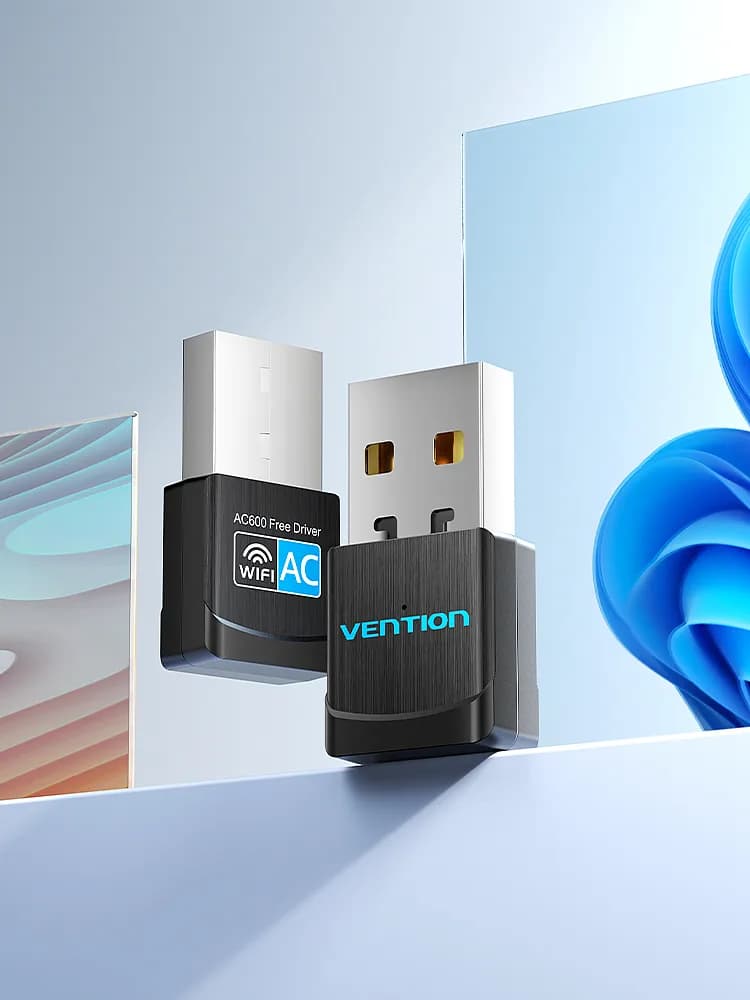 Adaptor Vention USB Wi-Fi Dual Band Adapter 2.4G/5G Black , "KDSB0" - 6922794767300 — miniatură