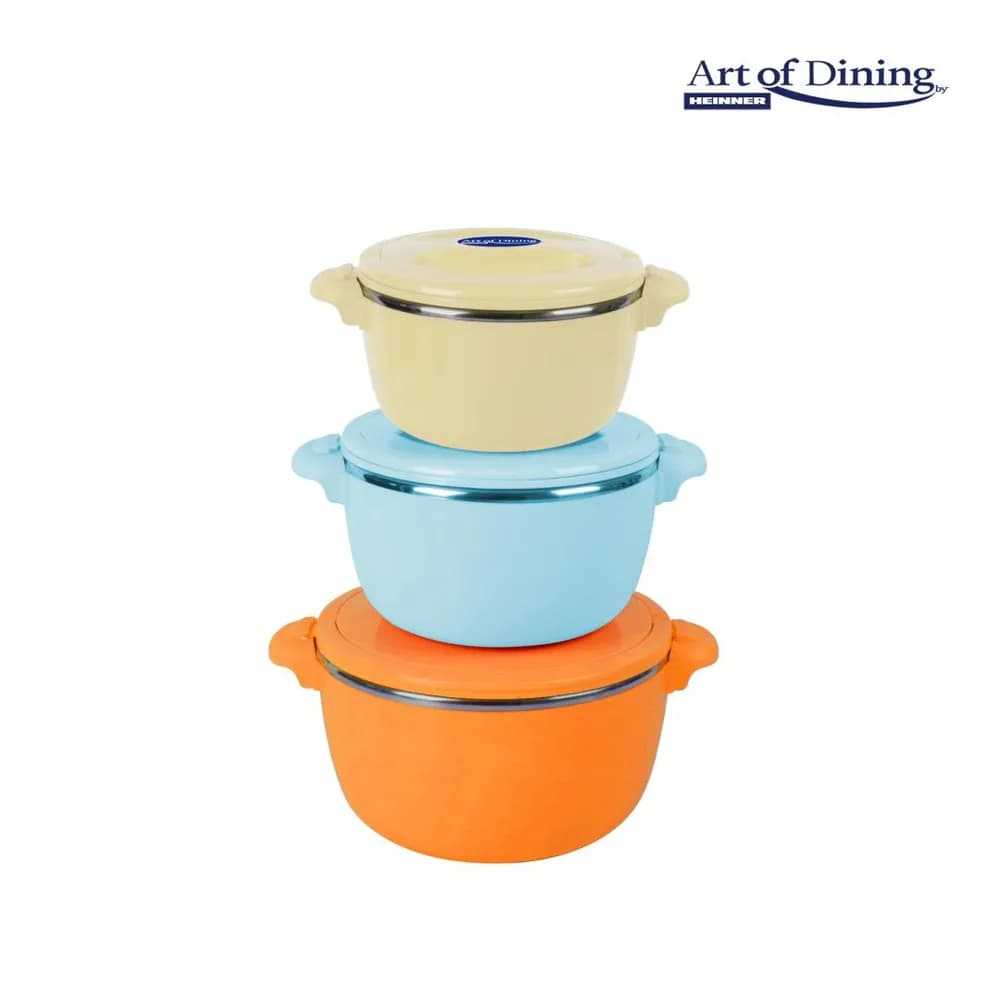 SET 3 CASEROLE TERMICE 2+4+6L,BELLY ORANGE, ART OF DINING BY HEINNER