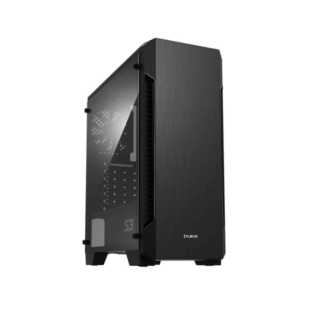 CARCASA Zalman "S3", middle tower, gaming, fara sursa, suporta 8xfan, 1xfan inclus, PSU shroud, USB 3.1 gen1 x 1, USB 2.0 x 2, audio+mic, 7 sloturi expansiune, negru, "S3" — miniatură