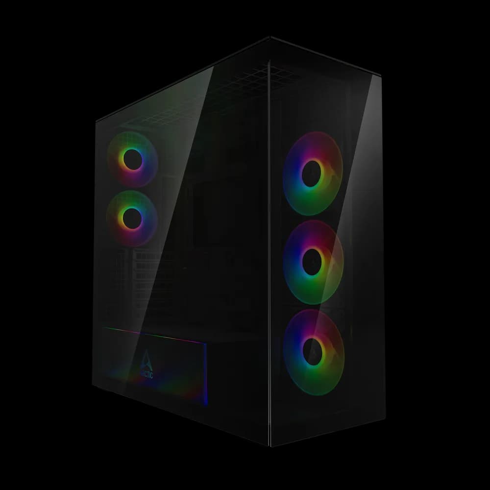 CARCASA Arctic "Xtender", mid tower, max 8xfan, 3xP14 ProR ARGB si 2xP12Pro ARGB instalate, PSU shroud 24 LED ARGB, USB-C x 1, USB 3.2 x 2, audio+mic, 7 sloturi expans, negru, "ACPCC00015A" — miniatură