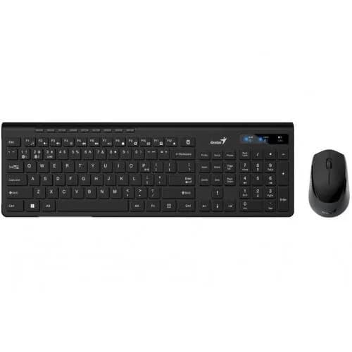 Kit Wireless tastatura si mouse Genius SlimStar 8230, taste numerice, Negru — miniatură