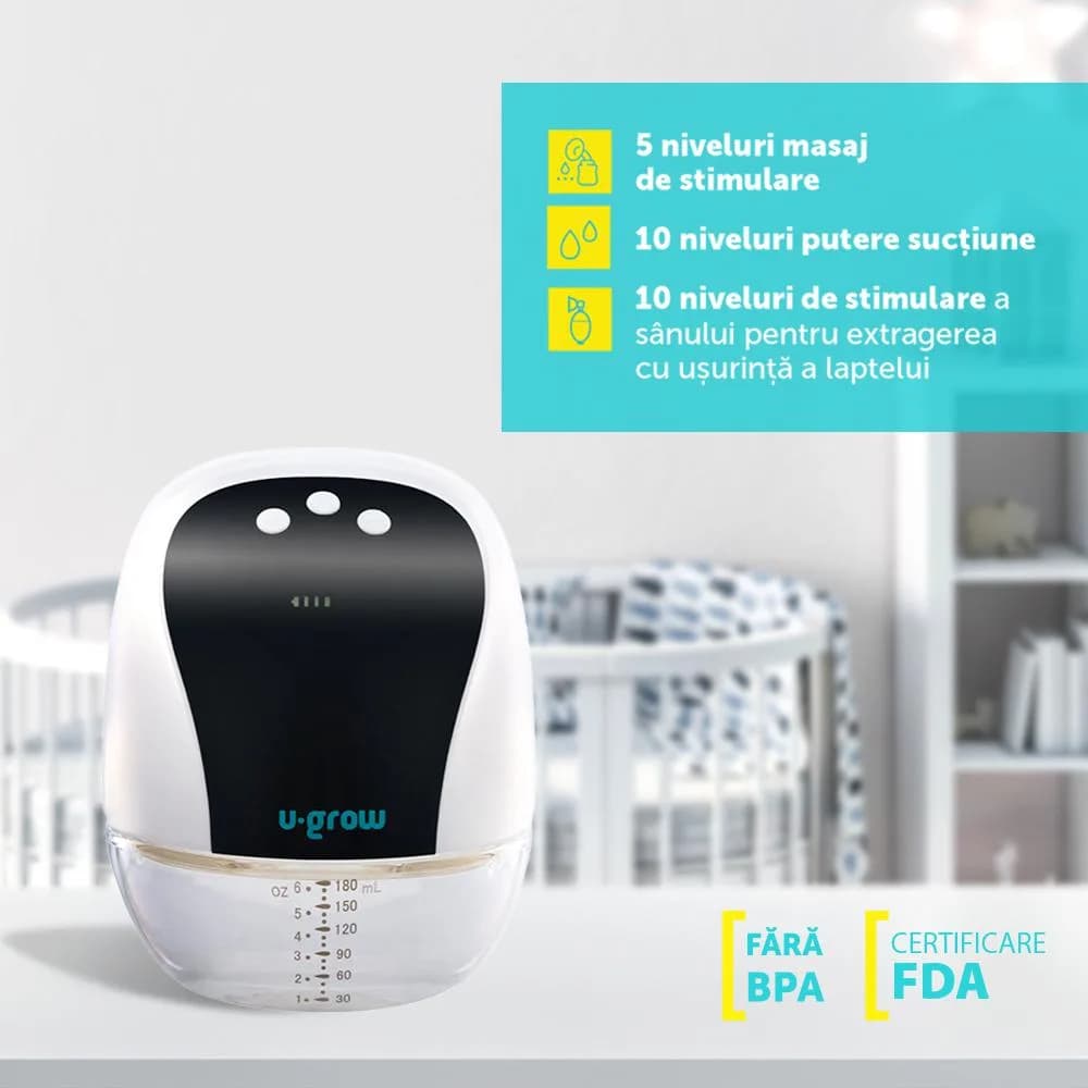 Pompa de san electrica si portabila,10 niveluri de extragere, 5 niveluri de masaj, display LED, functie de memorie, capacitate 180ml, U-Grow — miniatură
