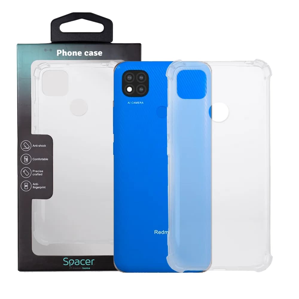 Husa Xiaomi Redmi 9C Spacer, transparenta, grosime 1.5mm, protectie suplimentara antisoc la colturi, material flexibil TPU "SPPC-XI-RM-9C-CLR"