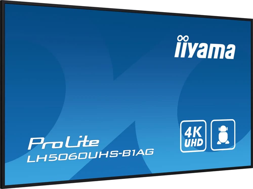 IIYAMA LFD LH5060UHS-B1AG 50" 4K UHD professional digital signage 3840x2160 16:9 500 cd/m2 1200:1 8ms Android 11 OS, iiSignage2, FailOver, EShare landscape, portrait "LH5060UHS-B1AG" — miniatură
