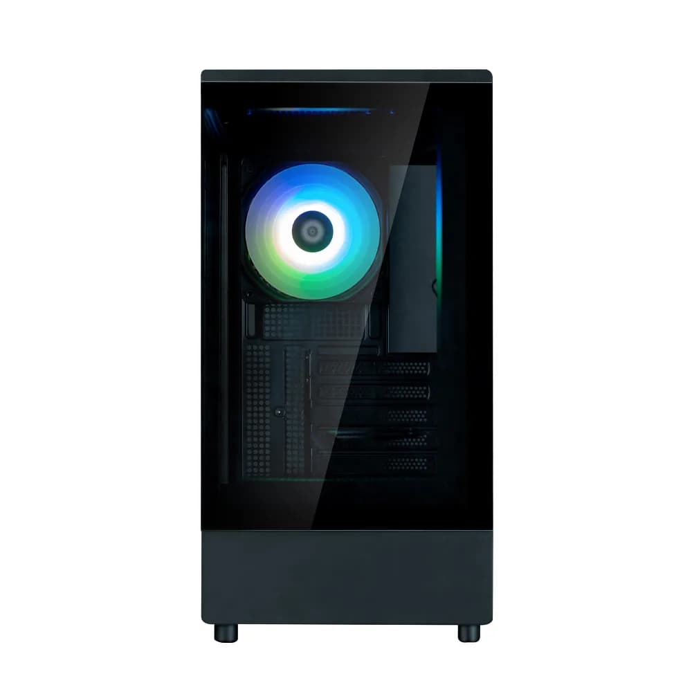 CARCASA Zalman "P10", mini tower, gaming, fara sursa, suporta 7xfan, 1xfan inclus, USB 3.1 gen1 x 1, USB Type-C, audio+mic, 5 sloturi expansiune, negru, "P10 Black" — miniatură