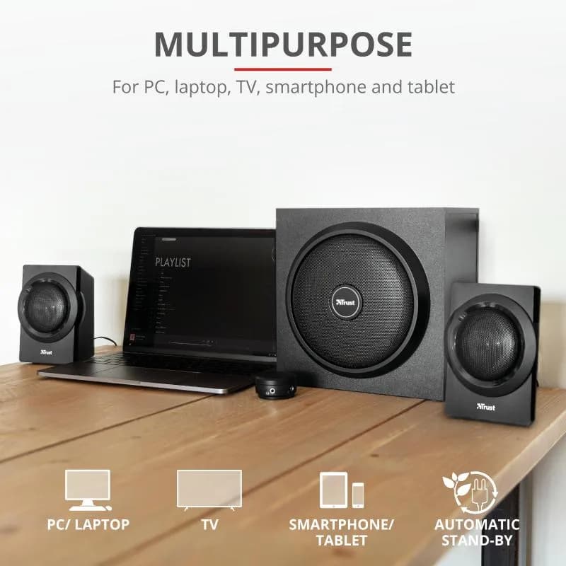 Sistem audio Trust Yuri 2.1, 60W, negru — miniatură