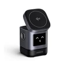 INCARCATOR wireless Ugreen Qi 15W, "W709" compatibilitate IPhone + AirPods, prindere magnetica, cablu Type-C la Type-C 1m inclus, gri "45775" - 6941876247752