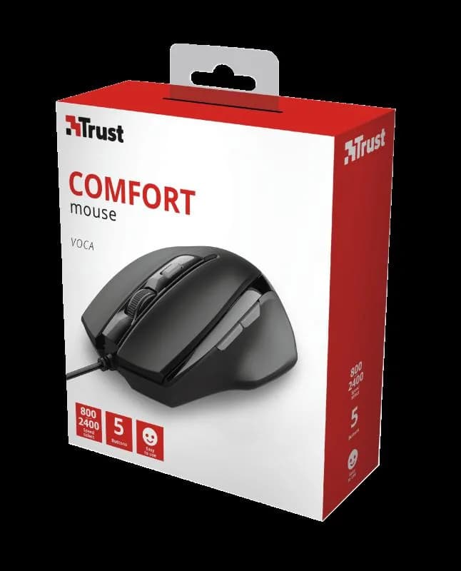 Mouse Trust Voca Comfort Mouse, 2400 dpi, negru — miniatură