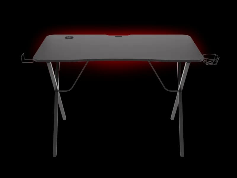 Birou gaming Genesis Holm 200, material MDF, greutate maxima suportata 55kg, 3 x porturi USB 3.0, iluminare RGB, management cabluri,negru