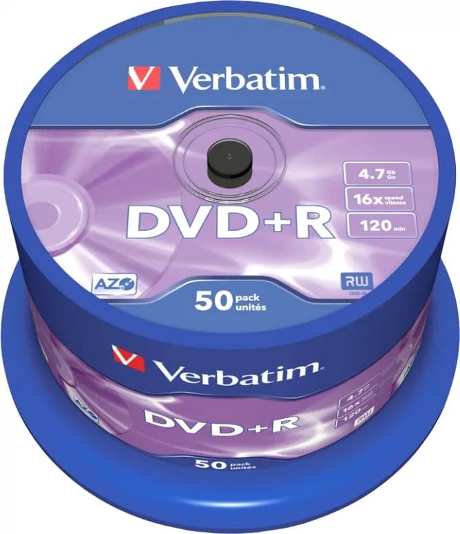 DVD+R VERBATIM 4.7GB, 120min, viteza 16x, 50 buc, Single Layer, spindle, "Matt Silver" "43550"
